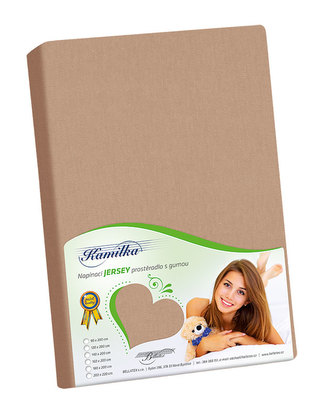 Prostěradlo jersey - kávová - 90x200 cm