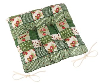 Sedák Adéla prošívaný - patchwork zelený - 40x40 cm, prošívaný