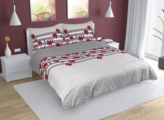 Povlečení bavlna na dvoudeku - keřík na šedé - 1x 200x220, 2ks 70x90 cm (200 cm šířka x 220 cm délka prodloužená) Povlečení bavlna na dvoudeku - keřík na šedé - 1x 200x220, 2ks 70x90 cm (200 cm šířka x 220 cm délka prodloužená)