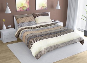 Povlečení krepové na dvoudeku - béžové pruhy - 1x 200x220, 2ks 70x90 cm (200 cm šířka x 220 cm délka prodloužená) Povlečení krepové na dvoudeku - béžové pruhy - 1x 200x220, 2ks 70x90 cm (200 cm šířka x 220 cm délka prodloužená)