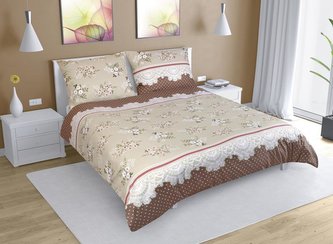 Povlečení bavlna na dvoudeku - kávová kytička - 1x 220x200, 2ks 70x90 cm (220 cm šířka x 200 cm délka) Povlečení bavlna na dvoudeku - kávová kytička - 1x 220x200, 2ks 70x90 cm (220 cm šířka x 200 cm délka)