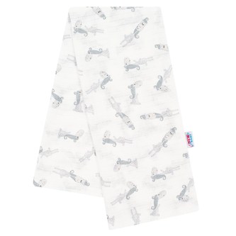 Bavlněná plena s potiskem New Baby bílá šedá žirafa