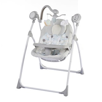 Dětské lehátko s houpátkem kolotočem a ovladačem Baby Mix světle šedé