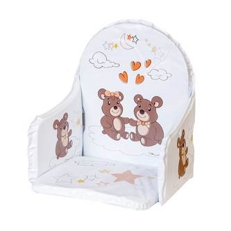 Vložka do dřevěných jídelních židliček typu New Baby Victory bílá medvídci Vložka do dřevěných jídelních židliček typu New Baby Victory bílá medvídci