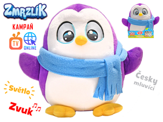 Zmrzlík Tony plyšový 26cm se šálou česky mluvící na baterie se světlem a zvukem v krabičce
