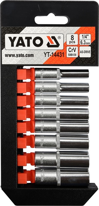 Sada nástavců 1/4\" šetihranné 8ks 5,5-13 mm