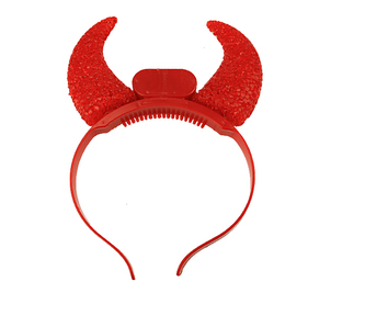 Maska - Čertovské rohy svítící plastové krystal, červené LUMA