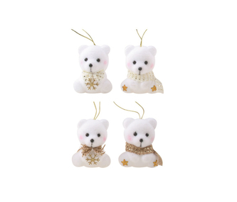 Dekorace vánoční - Medvídek plyš 6 cm, 2 ks v sáčku, 3791