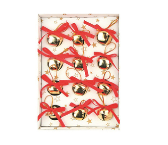 Dekorace vánoční - Rolničky zlaté 12ks v krabičce, 1729-01