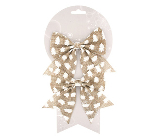 Mašle jutová se stromky 14cm, 2ks 2756