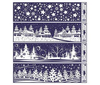 Okenní fólie vánoční krajinky pruh 41,5x12cm, 467