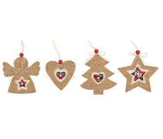 Dekorace z juty na pověšení 10 cm, 3717
