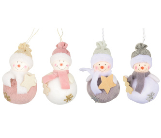Dekorace vánoční - Sněhulák plyšový 12 cm na zavěšení, 18044