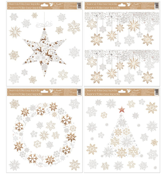 Okenní fólie vánoční s glitry 30 x 33,5cm, 226