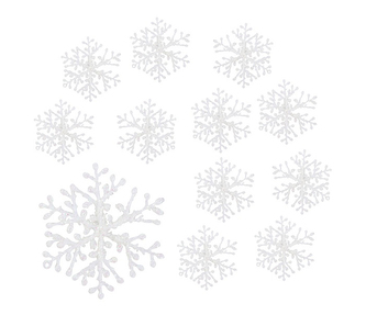 Dekorace vánoční - Vločky bílé jemné s glitrem 12ks, 5,5cm, 4601