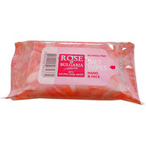 ROSE od BULGARIA Vlhčené antibakteriální ubrousky na ruce a pleť s přírodní růžovou vodou 15 ks