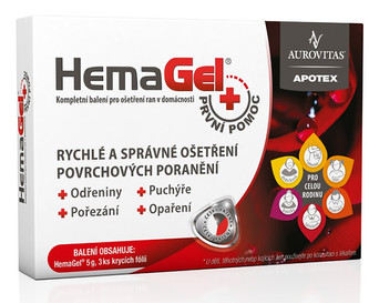 Aurovitas HemaGel PRVNÍ pomoc 5 g + 3 ks krycí folie