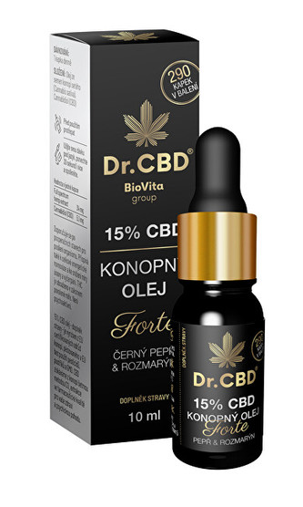 Dr. CBD 15% CBD konopný olej Forte s černým pepřem a rozmarýnem 10 ml Dr. CBD 15% CBD konopný olej Forte s černým pepřem a rozmarýnem 10 ml