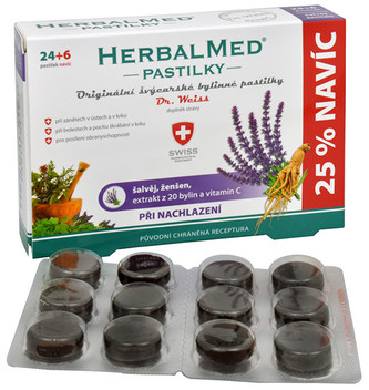 Simply You HerbalMed pastilky Dr. Weiss při nachlazení 24 pastilek + 6 pastilek ZDARMA
