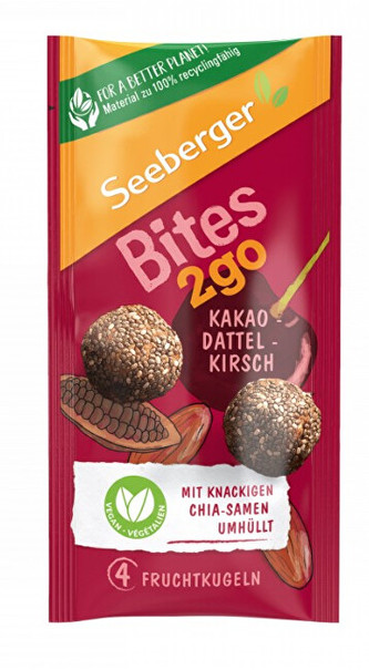 Seeberger Snack2go Kuličky z kakaa, datlí a třešní 38 g
