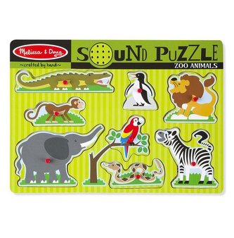 Dřevěné puzzle se zvuky - ZOO