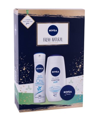 Nivea Fresh Natural sprchový gel Creme Soft 250 ml + deodorant Fresh Natural 150 ml + univerzální krém Creme 30 ml