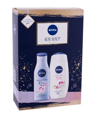 Nivea Rose & Argan Oil tělové mléko s olejem Rose & Argan Oil 200 ml + sprchový gel Rose & Almond Oil 250 ml