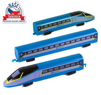 Vlak/SC Pendolino České dráhy s kolejemi plast na baterie se zvukem se světlem v krabici 55x43x5,5cm