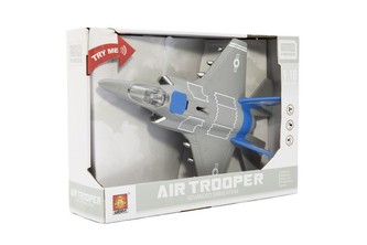 Letadlo/stíhačka plast 31cm na baterie se světlem se zvukem v krabici 32x22,5x9cm