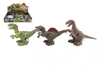 Dinosaurus natahovací jezdící plast 9x15cm na baterie se světlem mix druhů