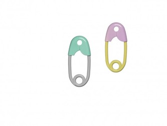 Chrastítko špendlík plast 12cm 4 barvy v krabičce 10x18,5x3cm