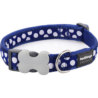 Obojek RD 12 mm x 20-32 cm - White Spots on Navy