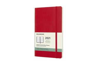 Moleskine Horizontální týdenní diář 2021 měkký červený L