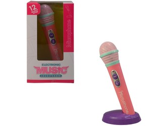 Mikrofon na baterie, se světlem  a hudbou