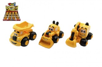 Auto stavební pro nejmenší plast 9cm 3 druhy na volný chod - 1 ks