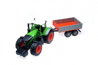 Traktor 68cm se sklápěcím valníkem na dálk. ovládání s dobíj. packem se světlem se zvukem v krabici