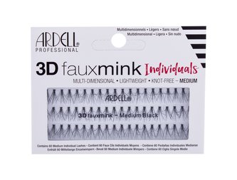 Ardell 3D Faux Mink Umělé řasy Individuals 60 ks Medium Black Knot-Free pro ženy