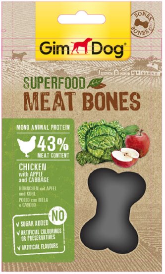 GIMDOG Superfood Meat Bones Kure, jablko a kapusta 70g