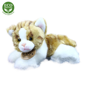 Rappa Plyšová kočka ležící 17 cm ECO-FRIENDLY 1 ks hnědo-bílá