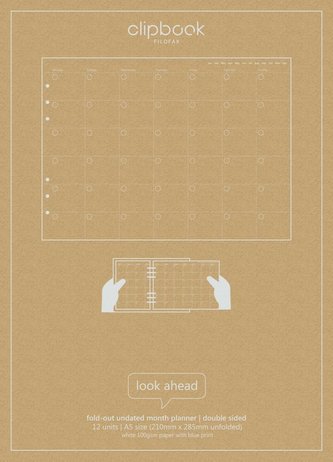 Filofax kalendář nedatovaný měsíc 2 strany - rozkládací