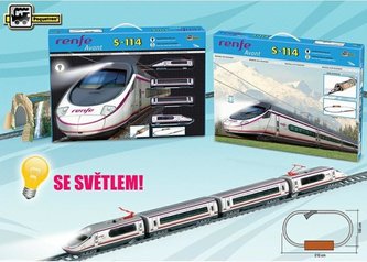 Vysokorychlostní vlak Renfe Avant S-114 s horským tunelem