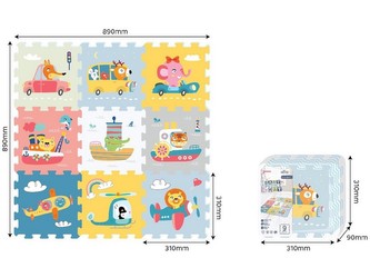 Puzzle s dopravními prosředky a zvířátky, 9 ks