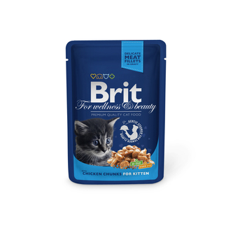 Kap.Brit Cat Prem. Pouches kureci kousky pro kotata 100g