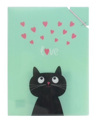 Desky A4 s gumičkou  Kočka se srdíčky