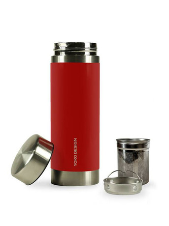 Yoko Design termoska se sítky na louhování čaje 350ml, červená