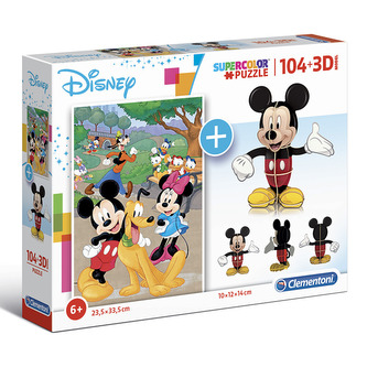 Clementoni Puzzle Supercolors Mickey Mous / 104 dílků + 3D model