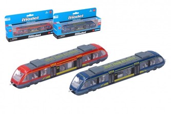Metro/vlak/tramvaj kov/plast 18cm na volný chod v krabičce 21,5x10x4cm, 3 barvy