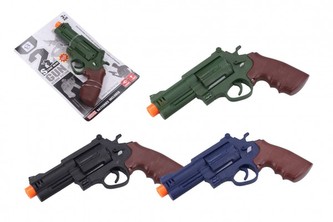 Pistole 17cm plast na baterie se světlem se zvukem 3 barvy na kartě