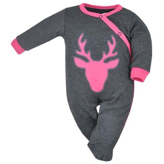 Kojenecký overal Koala Deer šedo-růžový - velikost 62 (3-6m)