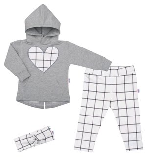 3-dílná holčičí bavlněná souprava New Baby Cool Girls šedo-bílá - velikost 68 (4-6m)